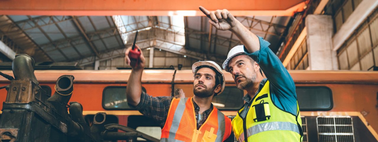 Energy team reviewing industrial operations